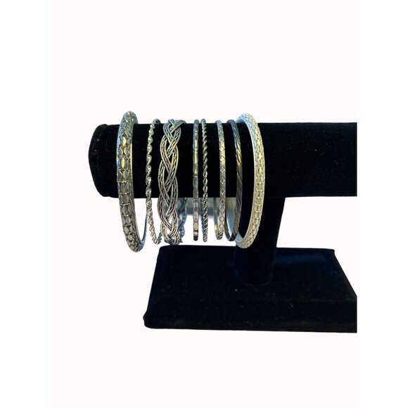 8 Bangle Bracelets,  Silver, SKU 145/210 - Picture 1 of 4